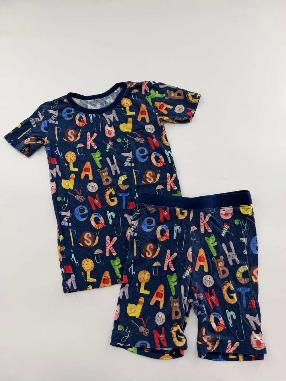 Little Sleepies Bamboo Pajama Set ABC Alphabet Navy Blue 5/6 Pajamas PJ Pajama